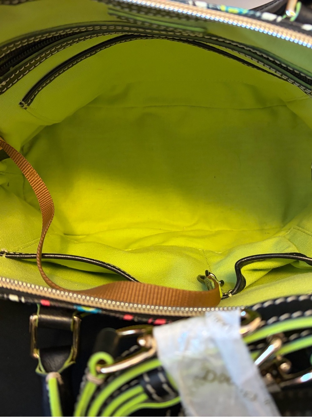 Dooney & Bourke Black Neon Star Wars 2015 Run Disney Print Dome Satchel - Picture 4 of 4